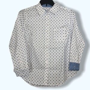 NWOT Denim&Co Polka Dot Button-Down Top Sz XS